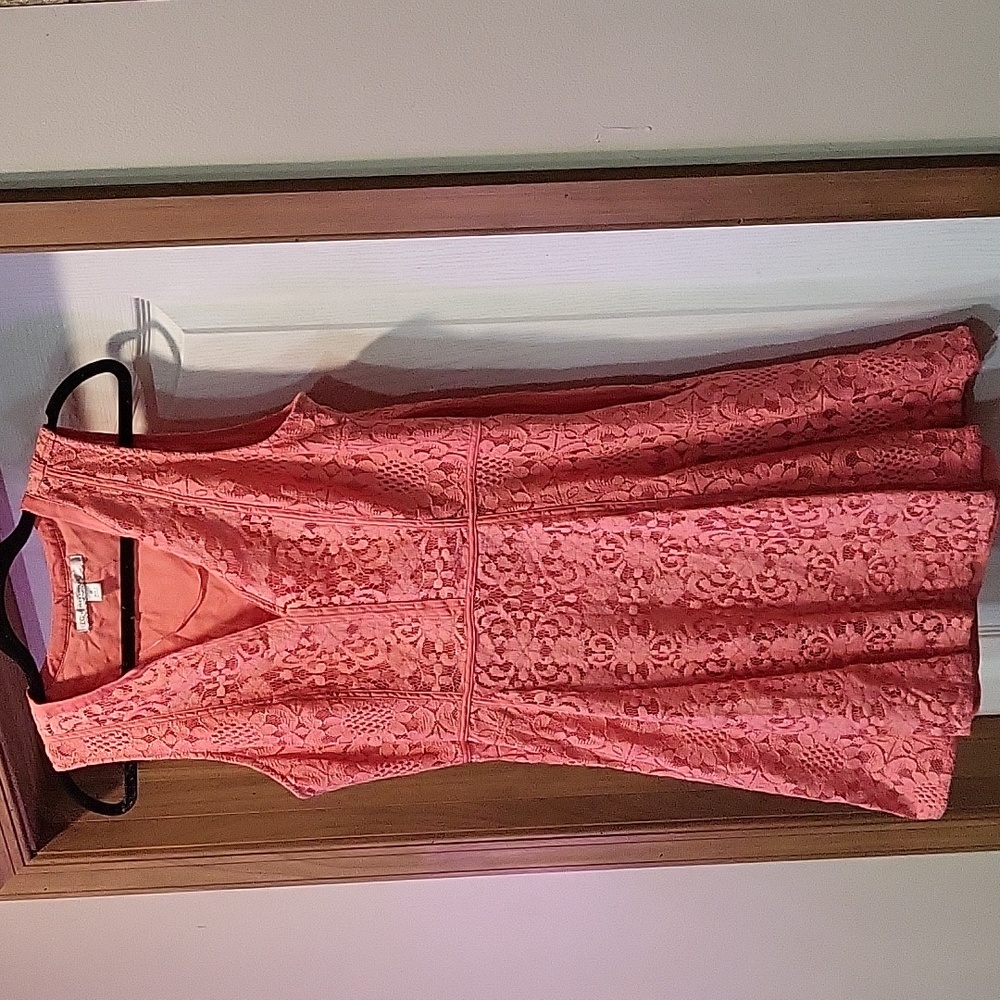 Peach, lace, size 14, party dress
